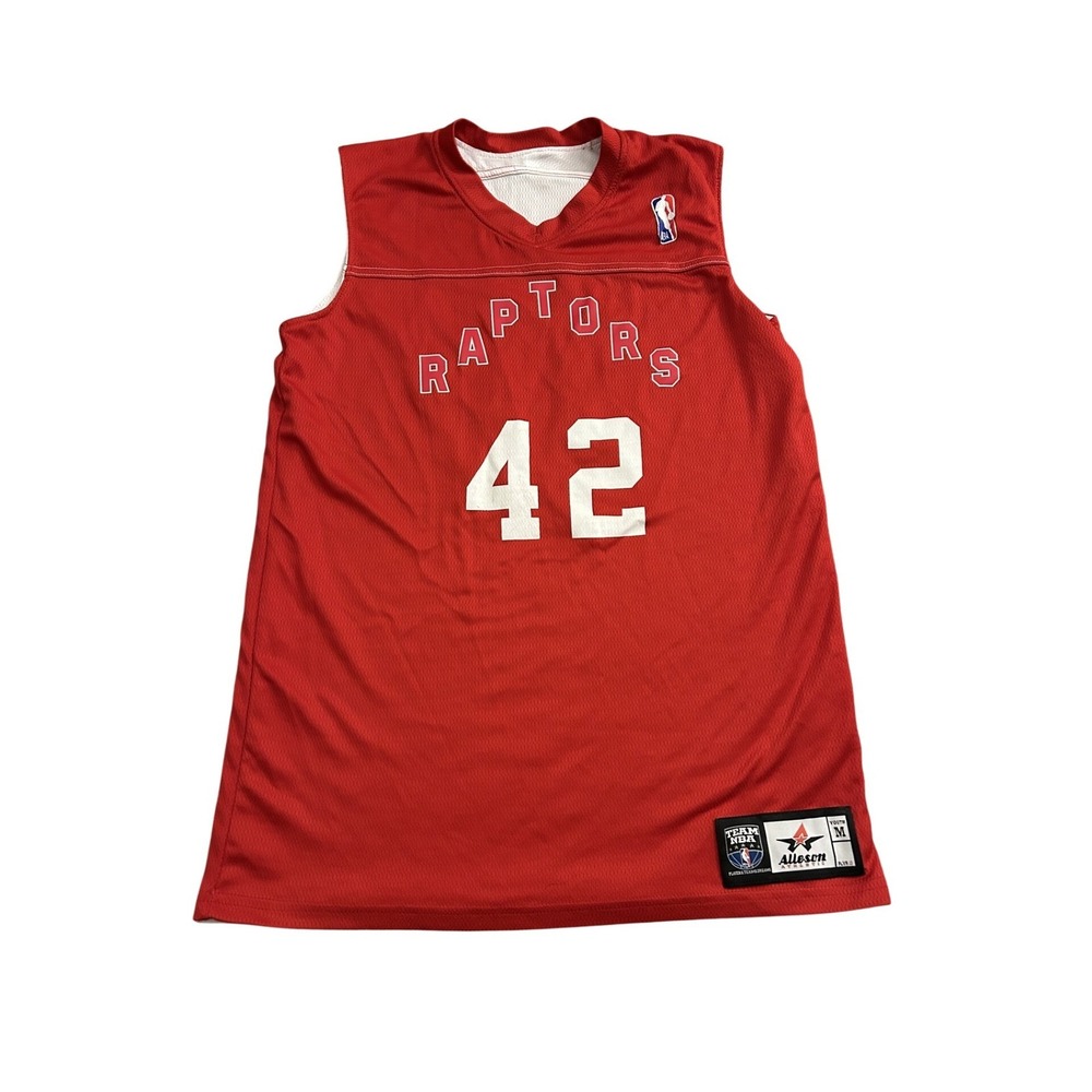 Alleson Athletic Toronto Raptors Jersey Youth Medium Red Excellent NBA #42 Mesh